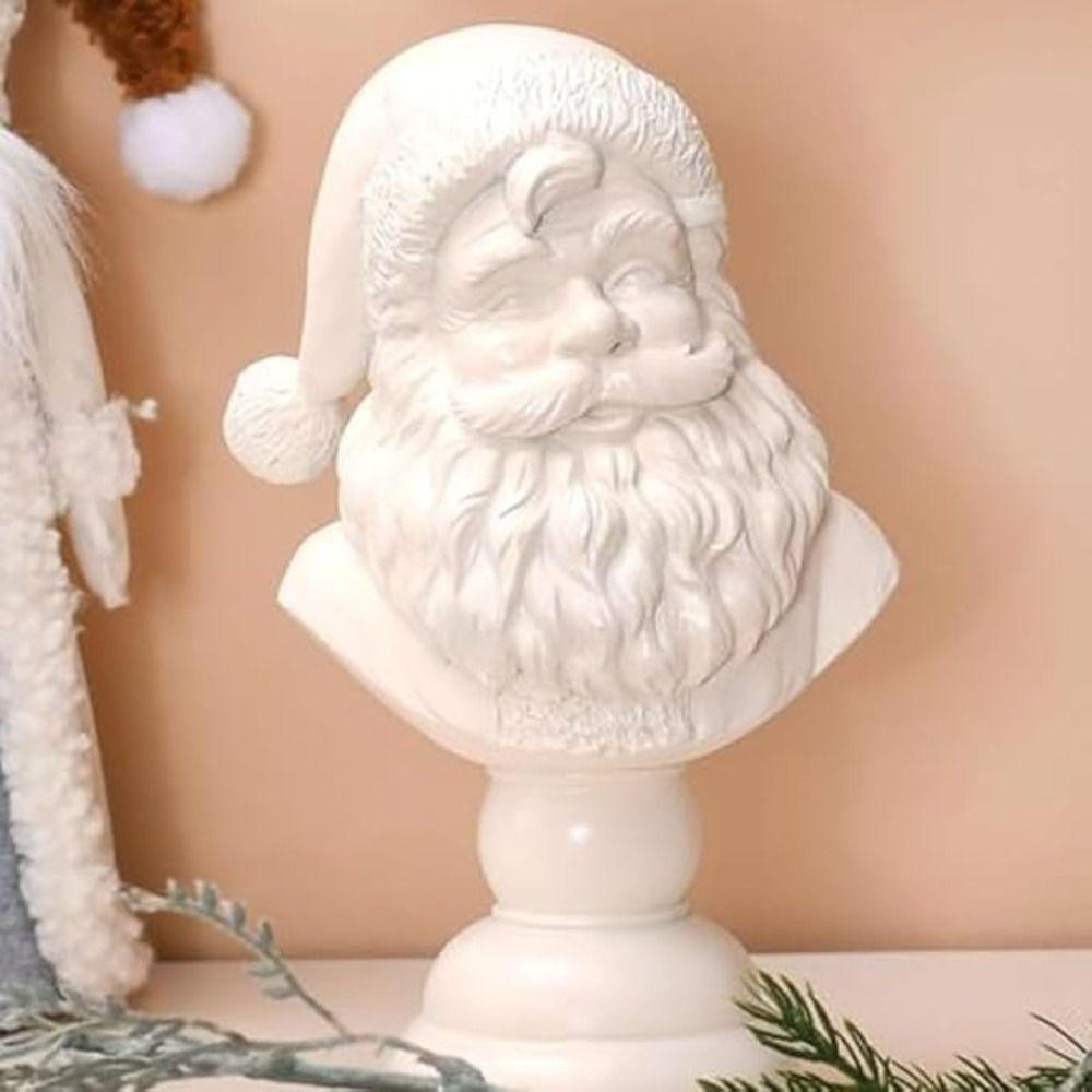 Santa Claus Pattern Christmas Figurine Resin Santa Head Bust New Santa Bust Statue