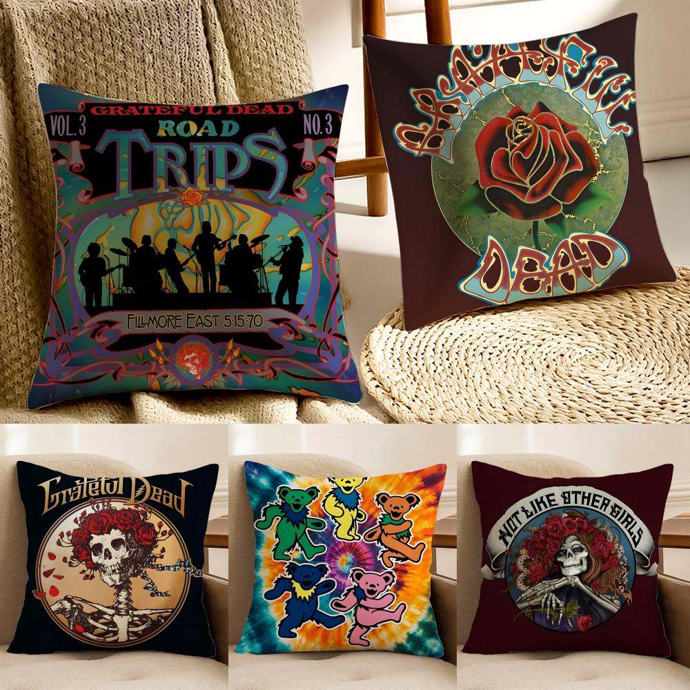 Psychedelic American Band GGrateful DDead Cushion Cover Pillowcase Antidustmite living Room Sofa Decor Cushion Room