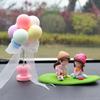 2Pcs/Set Car Dashboard Doll Ornament Creative Little Girls with Balloon Grass Pad Steps Ornament Decor Auto Interior Accessories