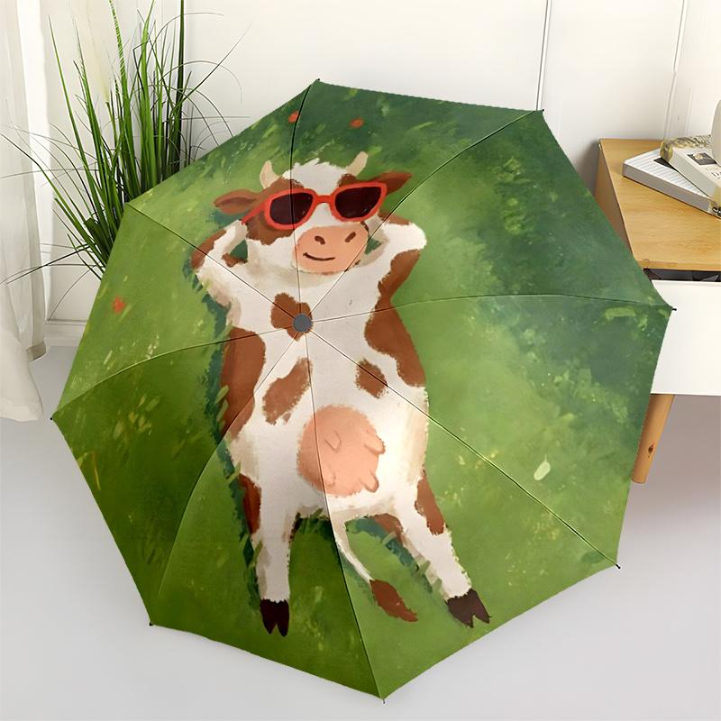 1pc Cow Sunglasses Automatic Open/close Umbrella, 8-Rib sturdy structure, Portable Travel Umbrella, Parties, Everyday Use, 30