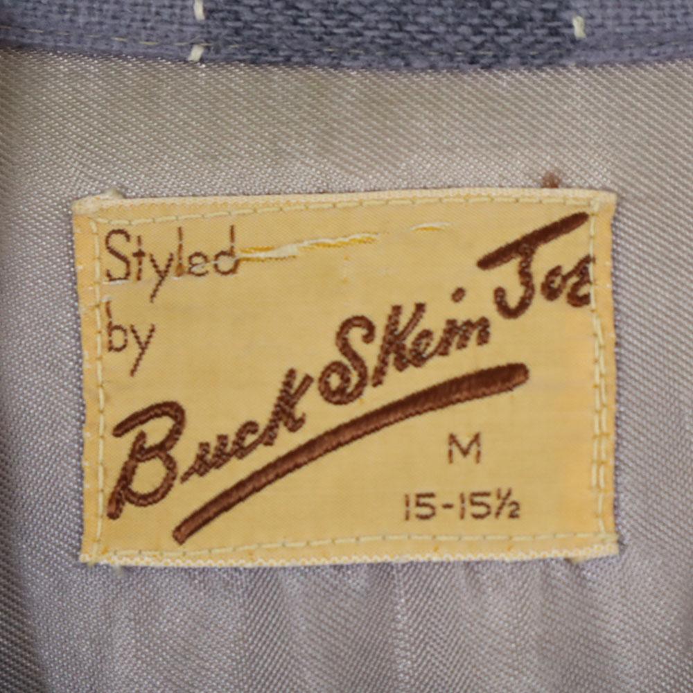 Vintage Рубашка в клетку с открытым воротником, длинный рукав, M, серая, мужская, б/у