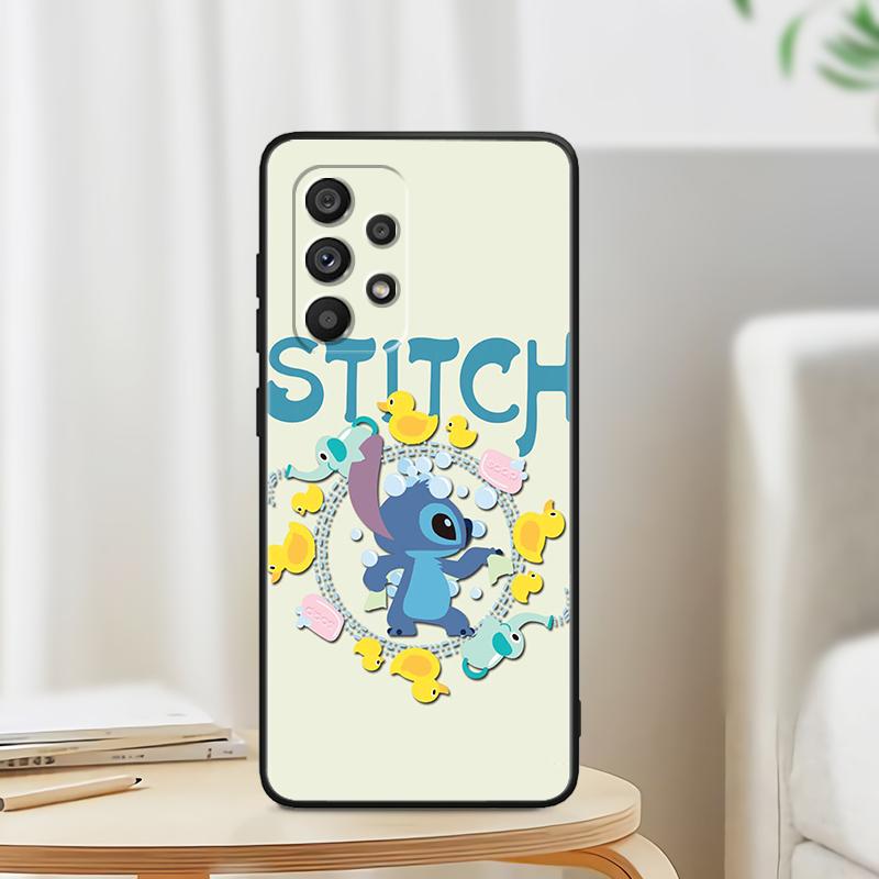 Stitch Cartoon Cute For Samsung A53 A52 A33 A32 A51 A71 A21S A13 A73 A50 A22 A23 A03 A72 A54 A12 5G Black Funda Phone Case
