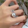 Natural Shell Beads Light Luxury Small Diamond Set Comparable To Pearl Open Ring Women Simple Fashion Hand Accessories