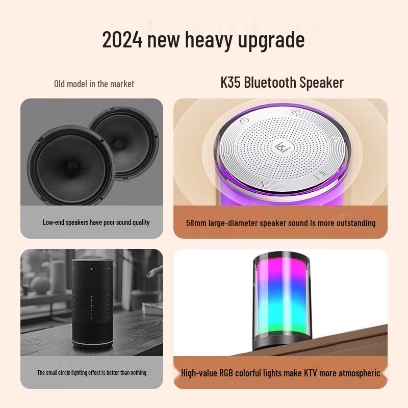 Bluetooth-колонка Soli AI K35 с голосовым помощником Xiaodu и RGB-подсветкой, штекер CN (адаптер в комплекте)
