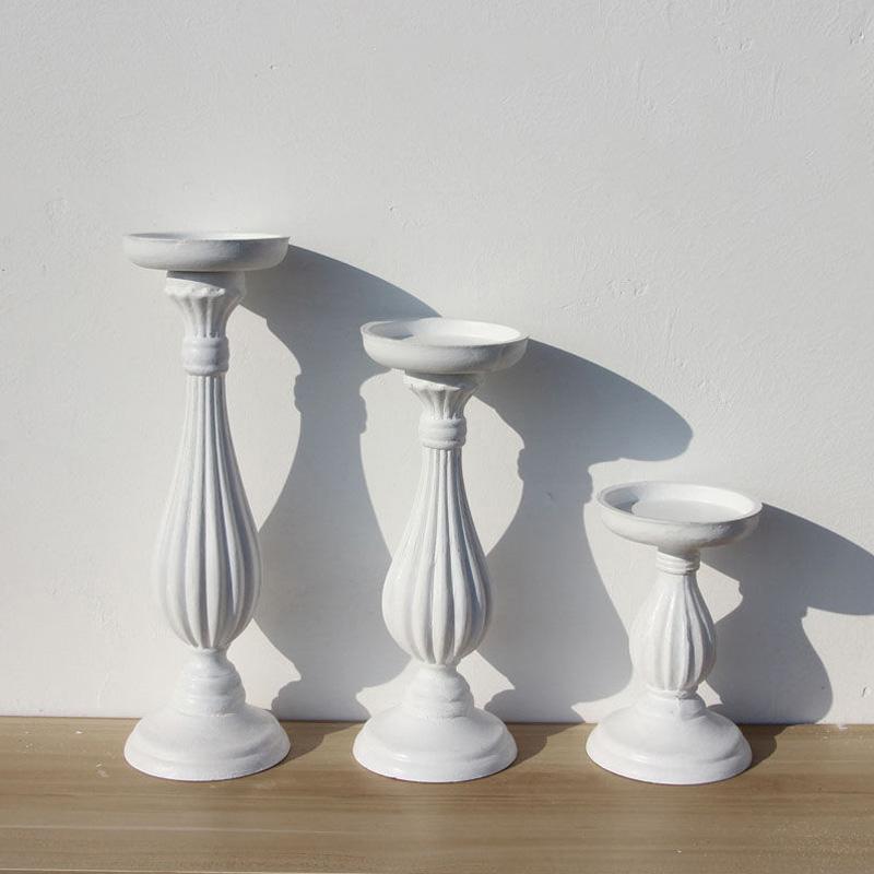 Vintage Wooden White Embryo Candlestick White Wood Powder Candlestick