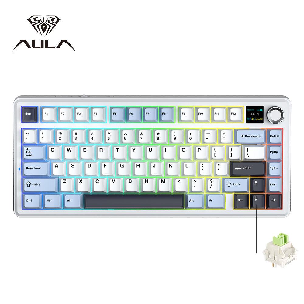 AULA F75 MAX Mechanical Keyboard 75% Layout Keycaps Wired/Bluetooth/2.4G Hot-Swap RGB E-sports Gaming Keyboard With TFT Screen