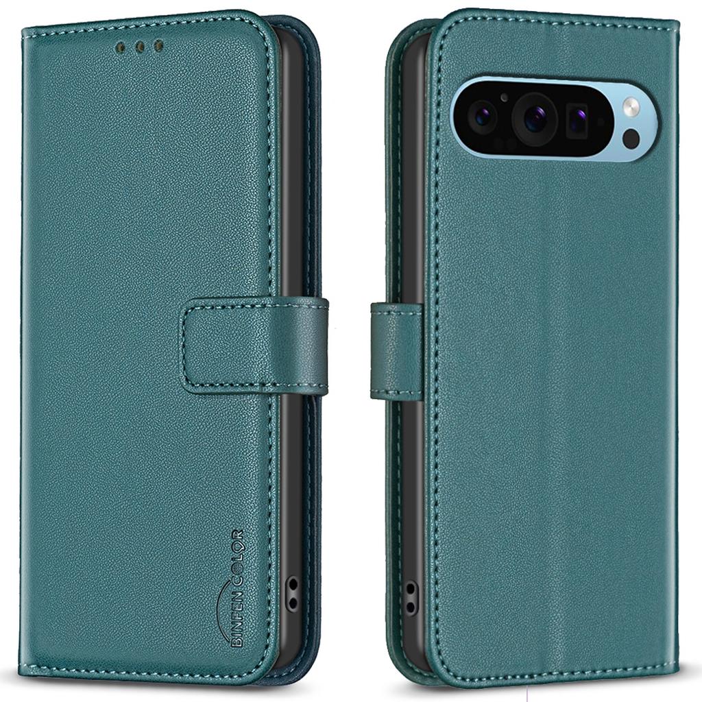 BINFEN COLOR BF17 Для Google Pixel 9 Pro XL Кожаный Чехол-Подставка Магнитная Застежка Флип-книжка Чехол для Телефона