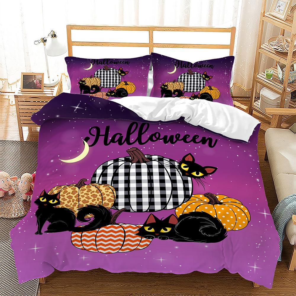 Halloween Pumpkin Ghost Three-Piece 3D Digital Printing Four-Piece Quilt Cover