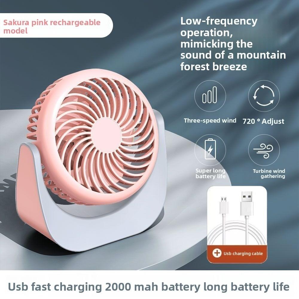Energy-Saving Mini Portable Desk Fan Air Turbo Tech USB Rechargeable Fan Makeup Setting