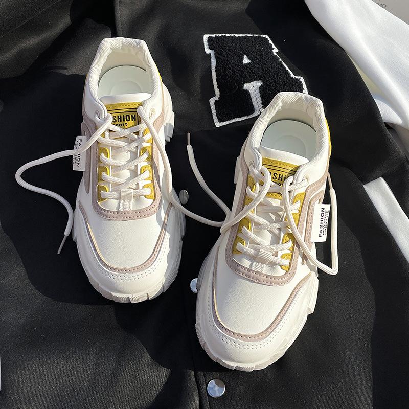Sports Dad Shoes Platform Women'S Color Matching Lace-Up Heightening Casual Running Shoes