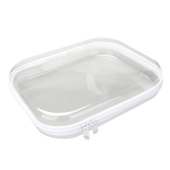 1/3Pcs Double Zippered Hard Pouch Storage Box Transparent Design Stackable Waterproof Cosmetic Storage Organizer Travel Small Toiletry Bag