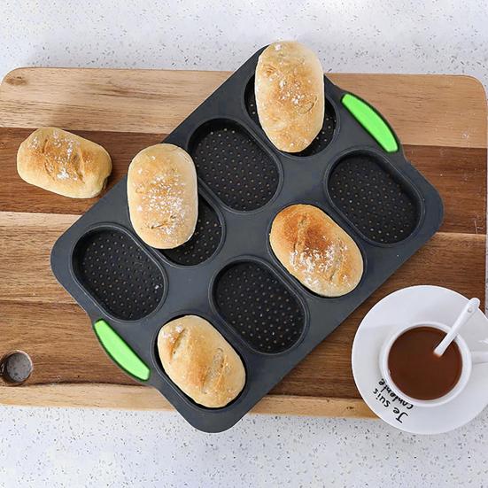Силиконовая форма для хлеба с антипригарным покрытием, пищевая форма для багета, хлеба, противень для выпечки с дренажными отверстиями для домашней кухни, выпечки, булочек для бургеров, сэндвичей, печенья