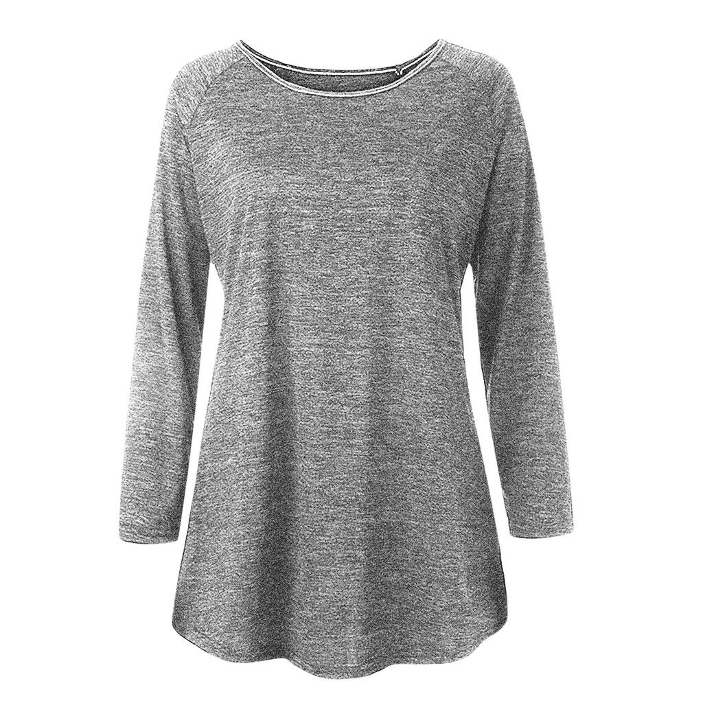 Женская модная блузка большого размера однотонная длинная облегающая футболка с длинным рукавом топ