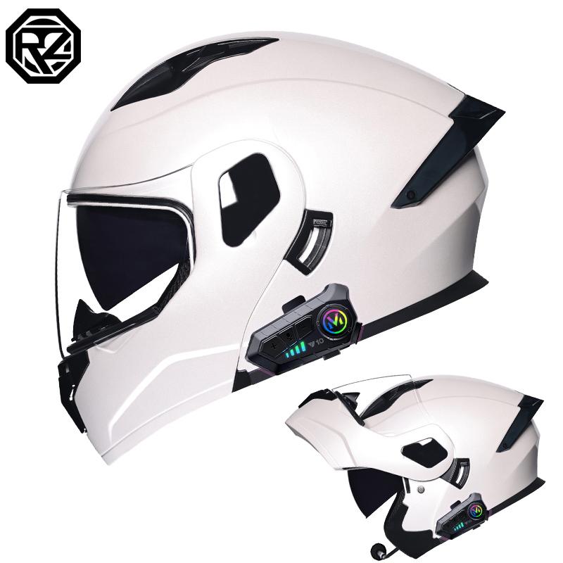 ORZ High-quality Motorcycle Professional Racing Flip Helmet ABS Material Modular Dual Lens Bluetooth Helmet DOT Certification
