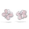 [N6257] - Pink 'Butterflies' Silver Earrings (rhodium-plated) - 7x6 Mm