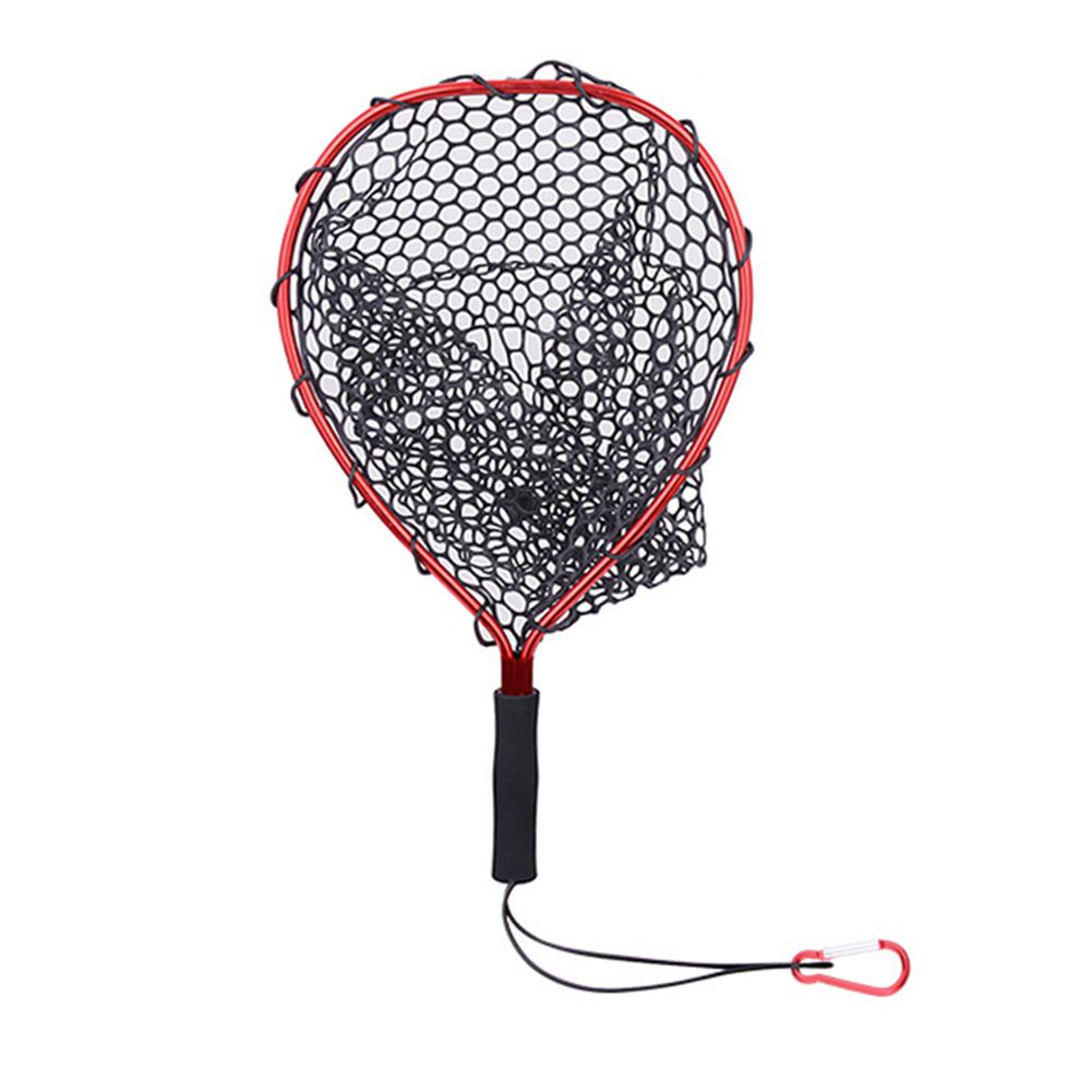 Aluminum Alloy Fishing Landing Net Trout Net Soft Rubber Mesh Fly Fishing Net with Carabiner Fishing Gifts for Men