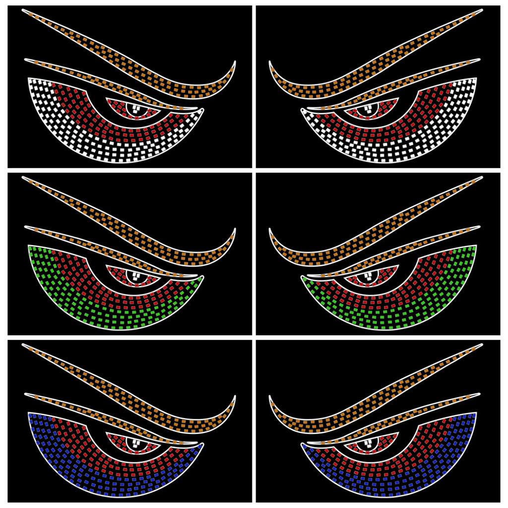 Глаз Дьявола для автомобиля, Мигающие фары, Украшение заднего стекла автомобиля, Динамический экран, Эмодзи, Световые карточки, Детали фар-глаз