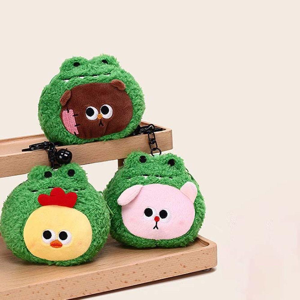 Cute Animal Cartoon Plush Coin Purse Kawaii Small Items Bag Funny Mini Earphone Bag Children