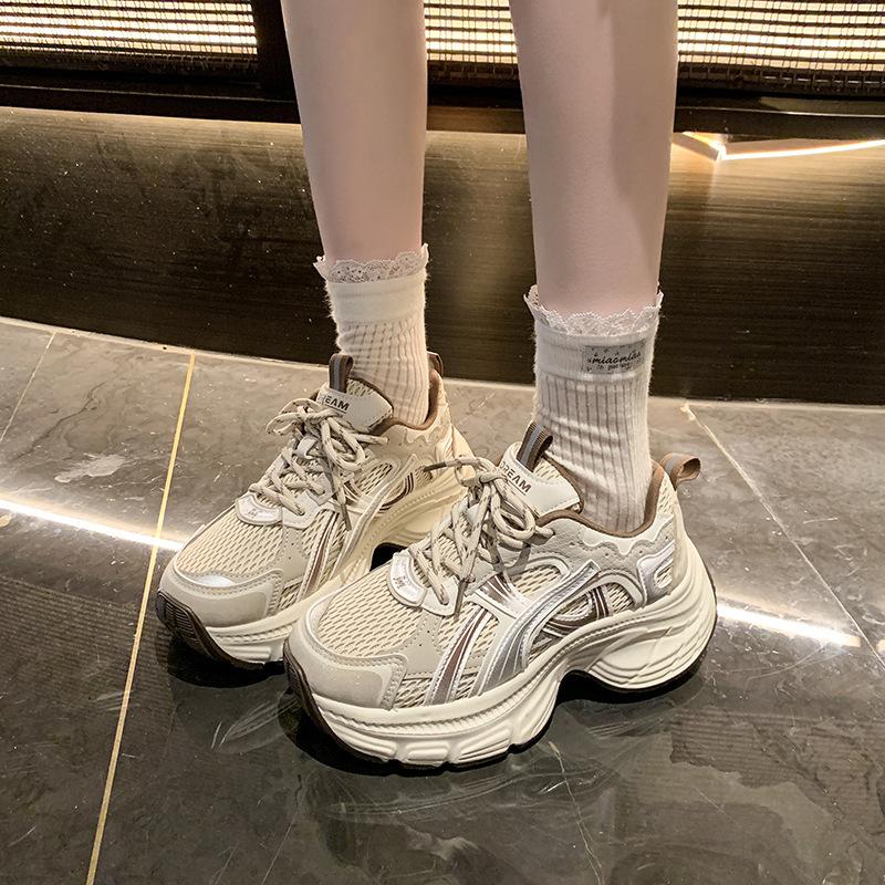 Платформенные кроссовки dad shoes женские 2025 осень новые платформенные туфли-маффины на высокой подошве универсальные спортивные и повседневные туфли одинарные туфли женские