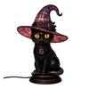Witch Hat Lamp Stained Witch Hat LED Light Halloween Table Lamp with Warm Glow