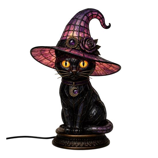Witch Hat Lamp Stained Witch Hat LED Light Halloween Table Lamp with Warm Glow
