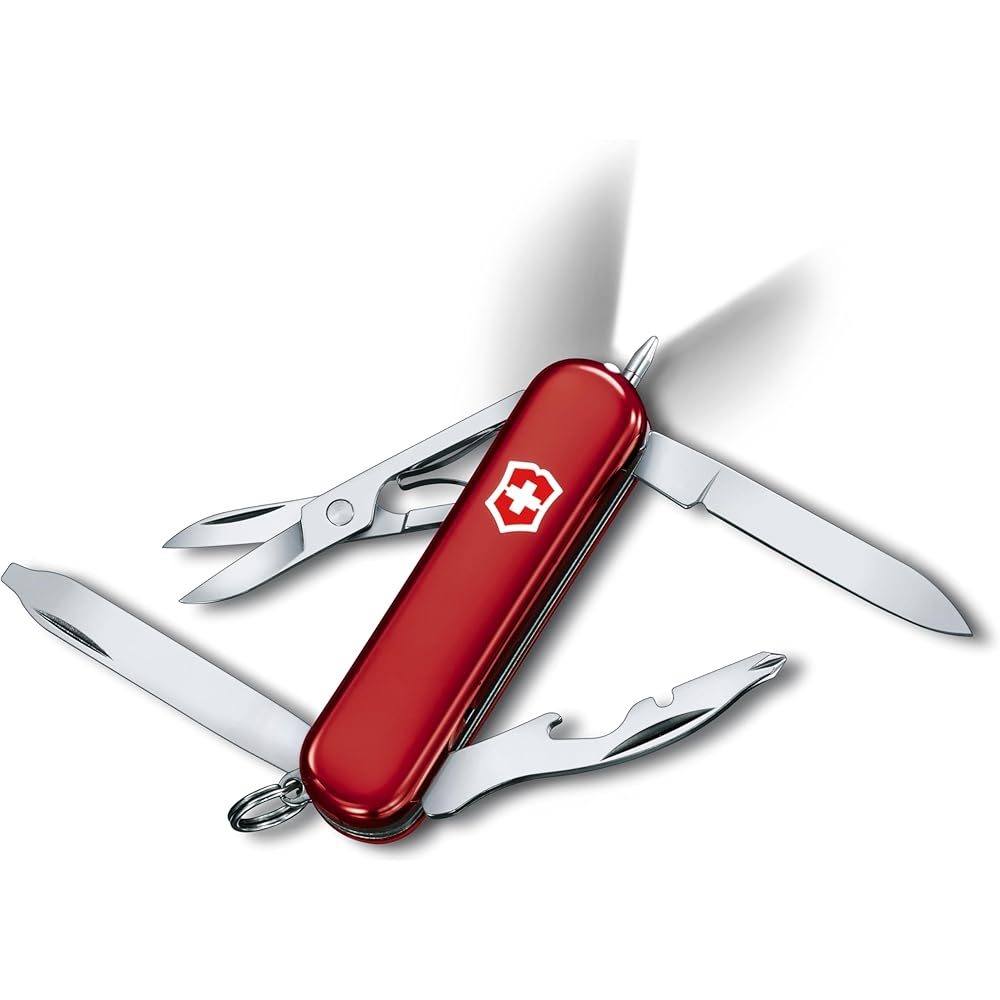 Victorinox Midnight Manager Red Multi-Tool Swiss Army Knife with Screwdriver LED Light Ballpoint Pen 10 Functions