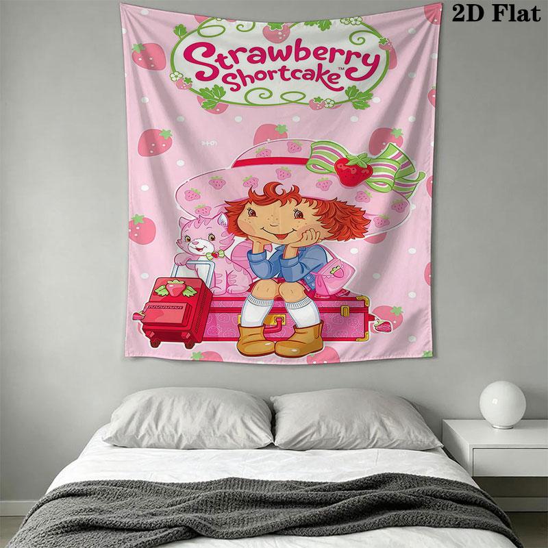 Strawberry Shortcake A Wall Hanging Printed Fabric Blanket Decorative Tapestries for Bedroom Living Room Home Decor