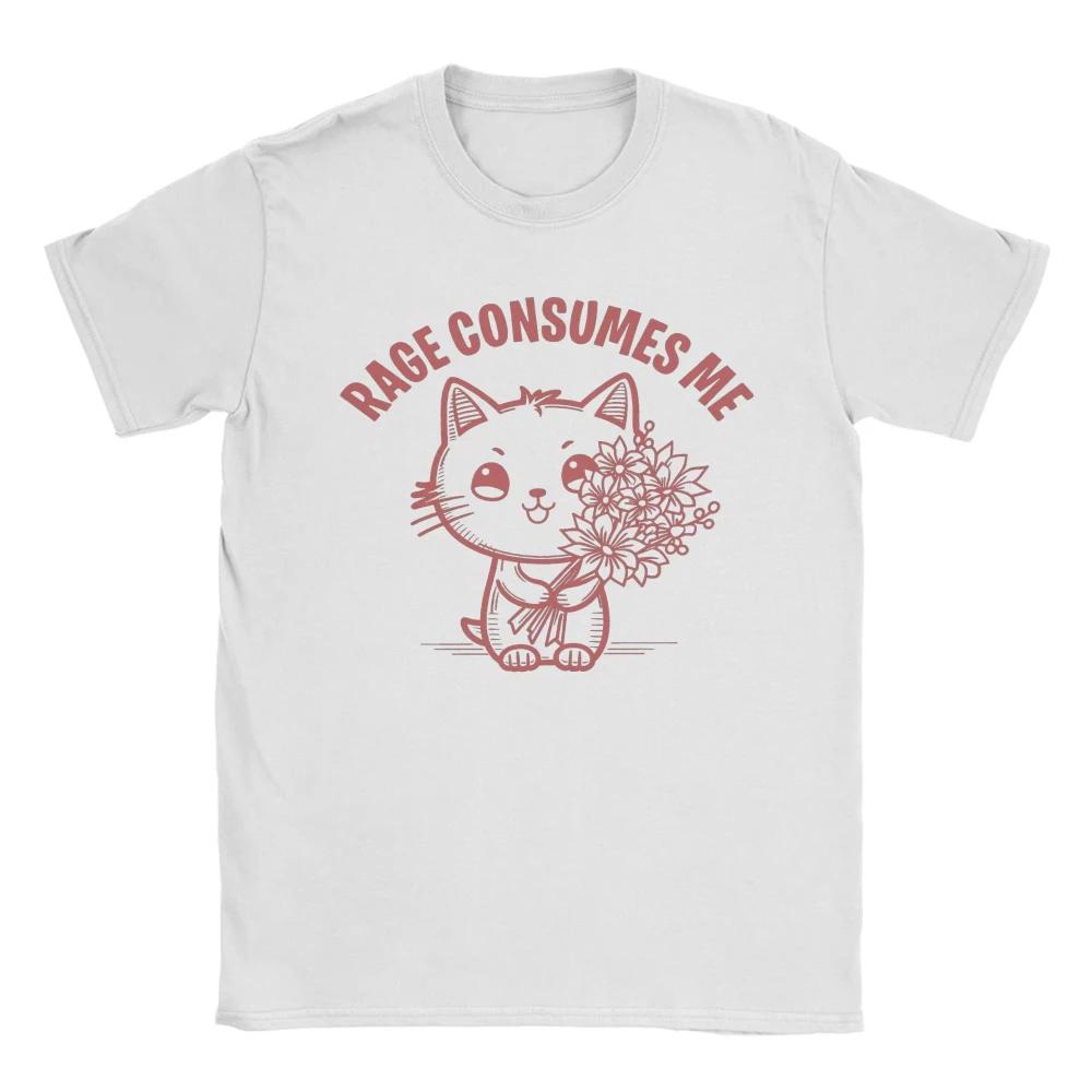 Streetwear T Shirts Summer Rage Consumes Me Cat Leisure T Shirts Cotton Tshirt for Unisex Women Y2K Retro Cheap Print Short Sleeve