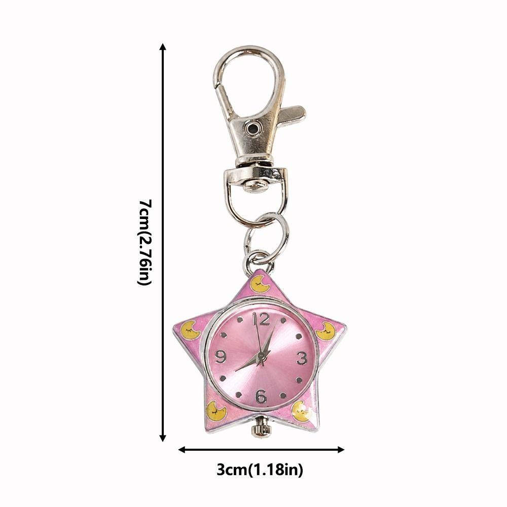 Portable Star Keychain Watch Pentagram Design Hanging Watch Pentagram Quartz Watch  Students Nurse