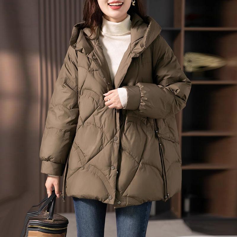 Элегантный и теплый: Женская зимняя куртка с ромбовидной подкладкой на хлопковой подкладке