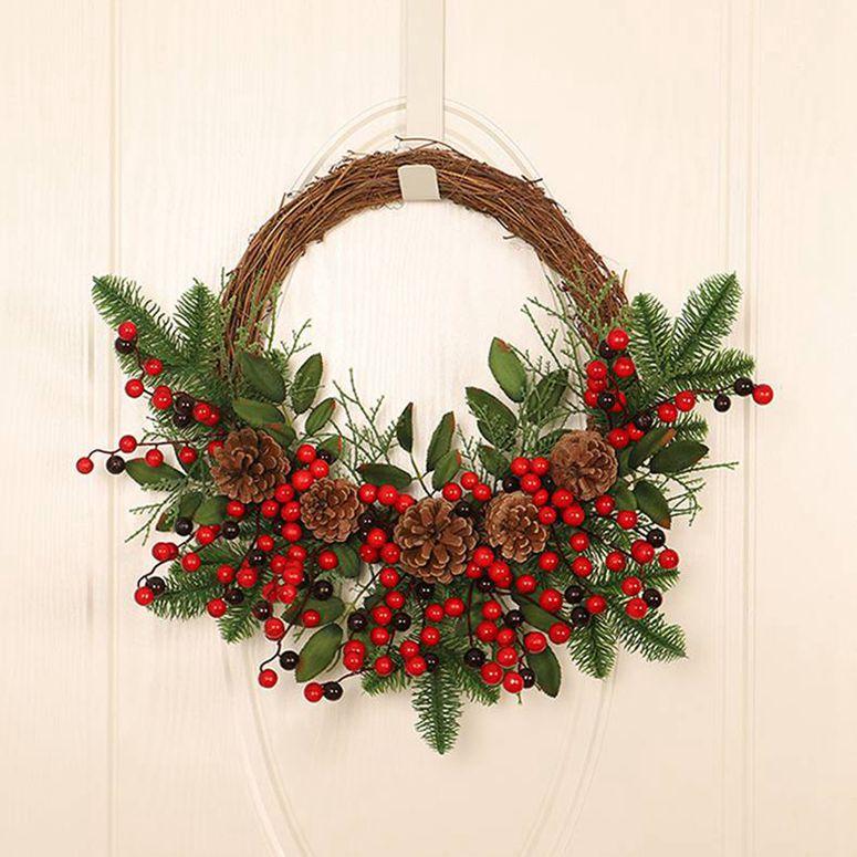 Home Front Door Decoration Wreath Christmas Creative Pine Cone Wreath Wall Hanging Wreath