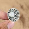 Round Rainbow Moonstone Stone Sterling Silver Statement Promise Handcrafted Ring