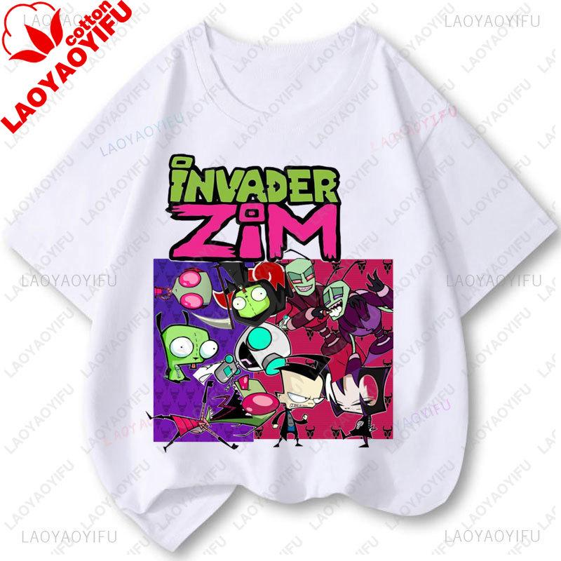 Cartoon Tv Invader Zim Tshirt Unisex Unisex Retro Cintage Popular Shirt Fashion Tee Kawaii Cute Creativity ShortSleeved Tops