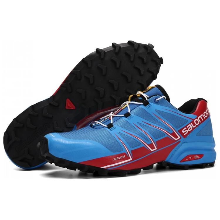 SALOMON SPEEDCROSS PRO Нескользящие Устойчивые к истиранию Низкие Кроссовки для трейлраннинга Мужские Сине-красные 379095