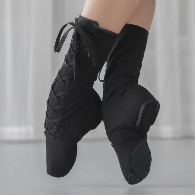 Модные женские парусиновые джазовки 31-44 Обувь для танцев Обувь для сцены Подошва из мягкой кожи Современное джазовое шоу Бальные балетки