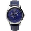 [Salvatore Mara] Watch Moon Phase Multi Calendar 5 ATM Water Resistant Business Formal Men's Leather Belt Limited Model Silver Blue SM21106-SSBL