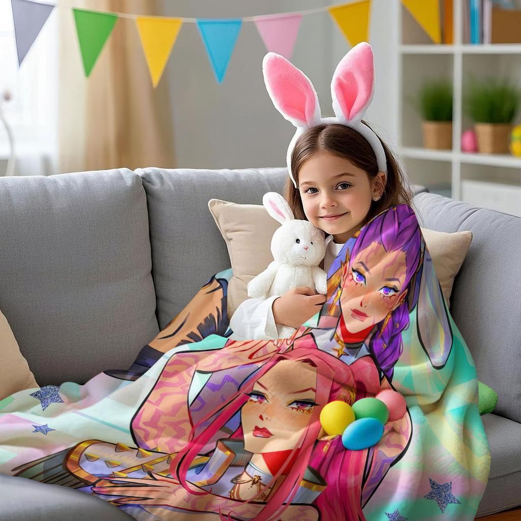 K-Pop Охотники на демонов Плед Горячее Аниме Фланелевый Плед Подарок для фаната Подходит для домашнего отдыха Кемпинга Путешествий Многофункциональный Плед