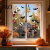 Indoor Outdoor Halloween Stickers 2 Sheets Window Clings, Cartoon Skeleton Static Stickers, Funny Classic Pattern Ghosts Bats Pumpkins for Glass Doors