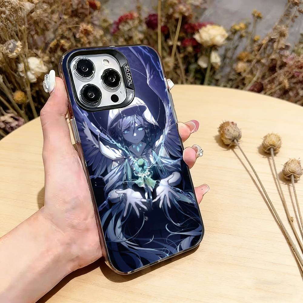 Genshin impact Венти Чехол для телефона для iPhone 17,16,15,14,13,12,11 Plus,Pro Max,XS,Цветной Серебряный Покрытый Внутренний Чехол