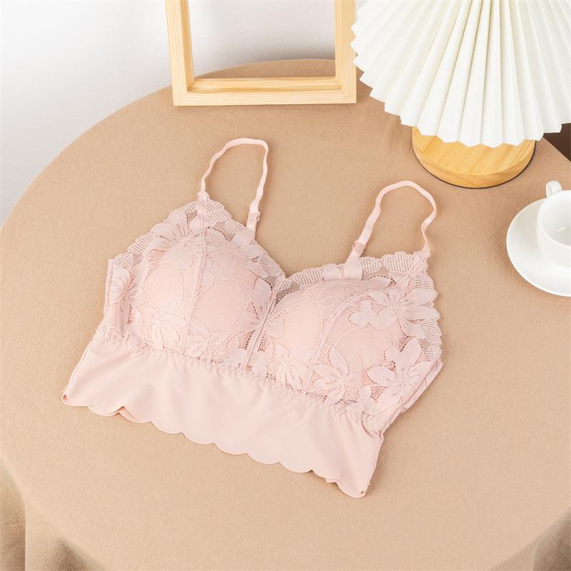 Кружевная майка с фиксированной чашкой для женской внутренней и верхней одежды, облегающий многоцветный сексуальный бюстгальтер с универсальными ремешками