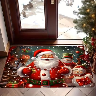 Очаровательный придверный коврик Санта-Клауса, устойчивый к пятнам и прочный, коврик для пола в ванной комнате/туалете, коврик для прихожей, домашний декор