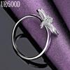 925 Sterling Silver AAA Zircon Dragonfly Ring Fashion Jewelry