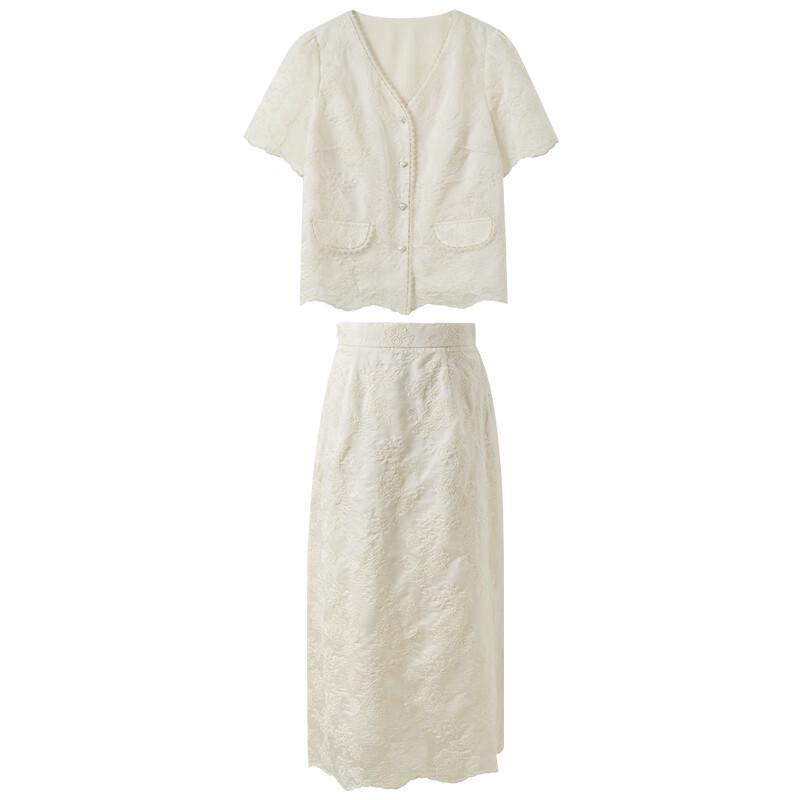 Комплект из двух предметов большого размера Sancai: вышитый топ и юбка