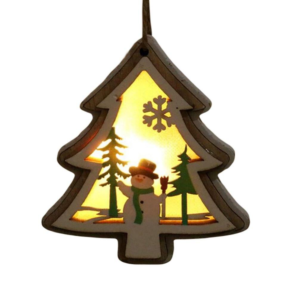 Рождественские подвесные украшения, деревянный светящийся кулон, елочные украшения, пентаграмма, колокольчик, подвесные украшения для рождественской елки, ремесла, декор