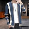 Knit Sweater Male Coat Cardigan Men's Clothing Jacket Striped V Neck Blue Large Big Size Warm Casual Winter Coat
