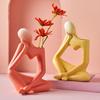 Ceramic Thinker Vase Heart Hollow-out Human-Shaped Vase Abstract Art Decorative Vase for Home Office Desk Shelf Display
