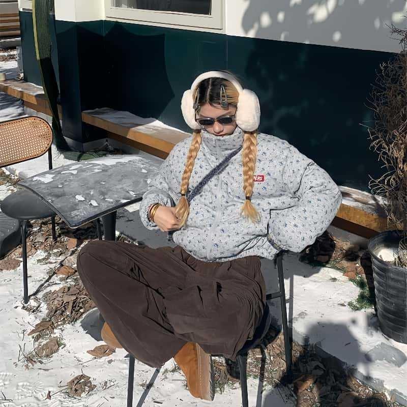 Новая хлопковая одежда женская зимняя милая цветочная короткая хлопковая одежда свободная утолщенная теплая универсальная куртка