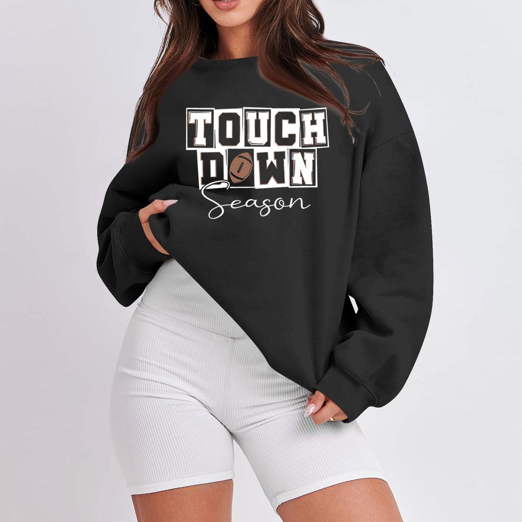 Женская повседневная мода с длинным рукавом и принтом, с круглым вырезом, свободная толстовка