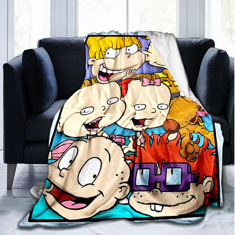 1PC Rugrats Friends Flannel Blanket, Use for Birthday/Holiday Gift, Soft Blanket for Sofa/Bed/Camping/Office/Tourism Use,All Seasons