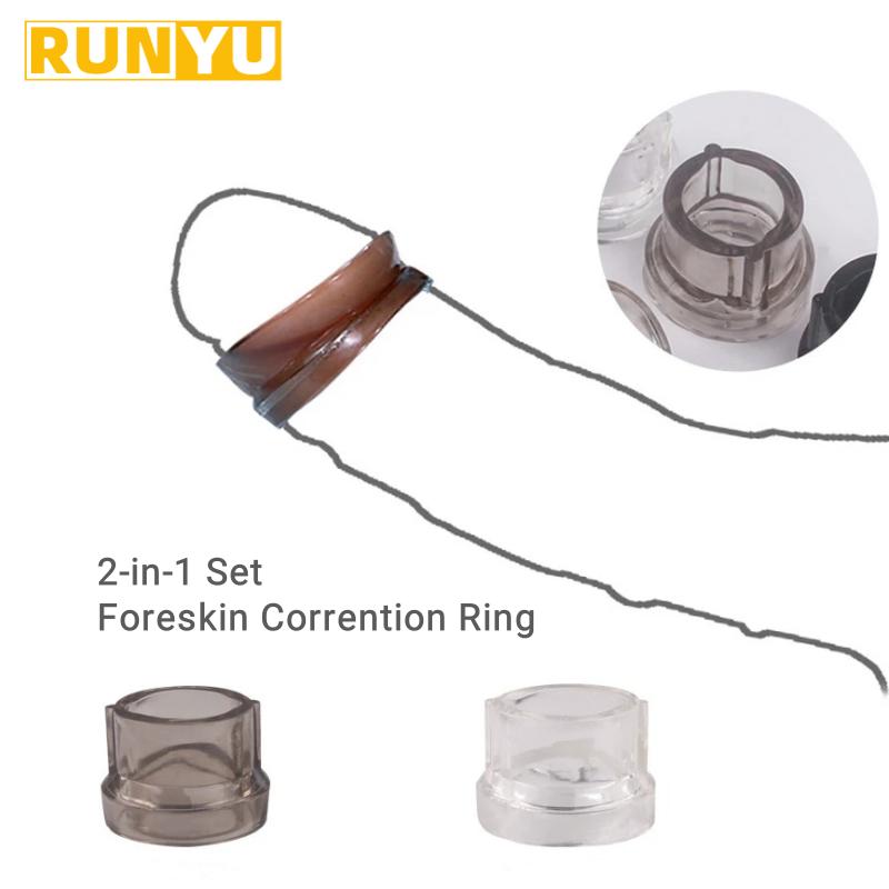 Foreskin Correction Cock Ring Penis Massage Glans Sleeve Time Delay Ejaculation Sex Toys for Men 2Pcs/Set